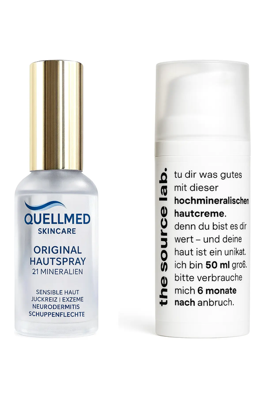 Quellmed Duo – Die perfekte Lösung gegen Hautirritationen: Original Hautspray kombiniert mit regenerierender Pflegecreme Quellmed Shop