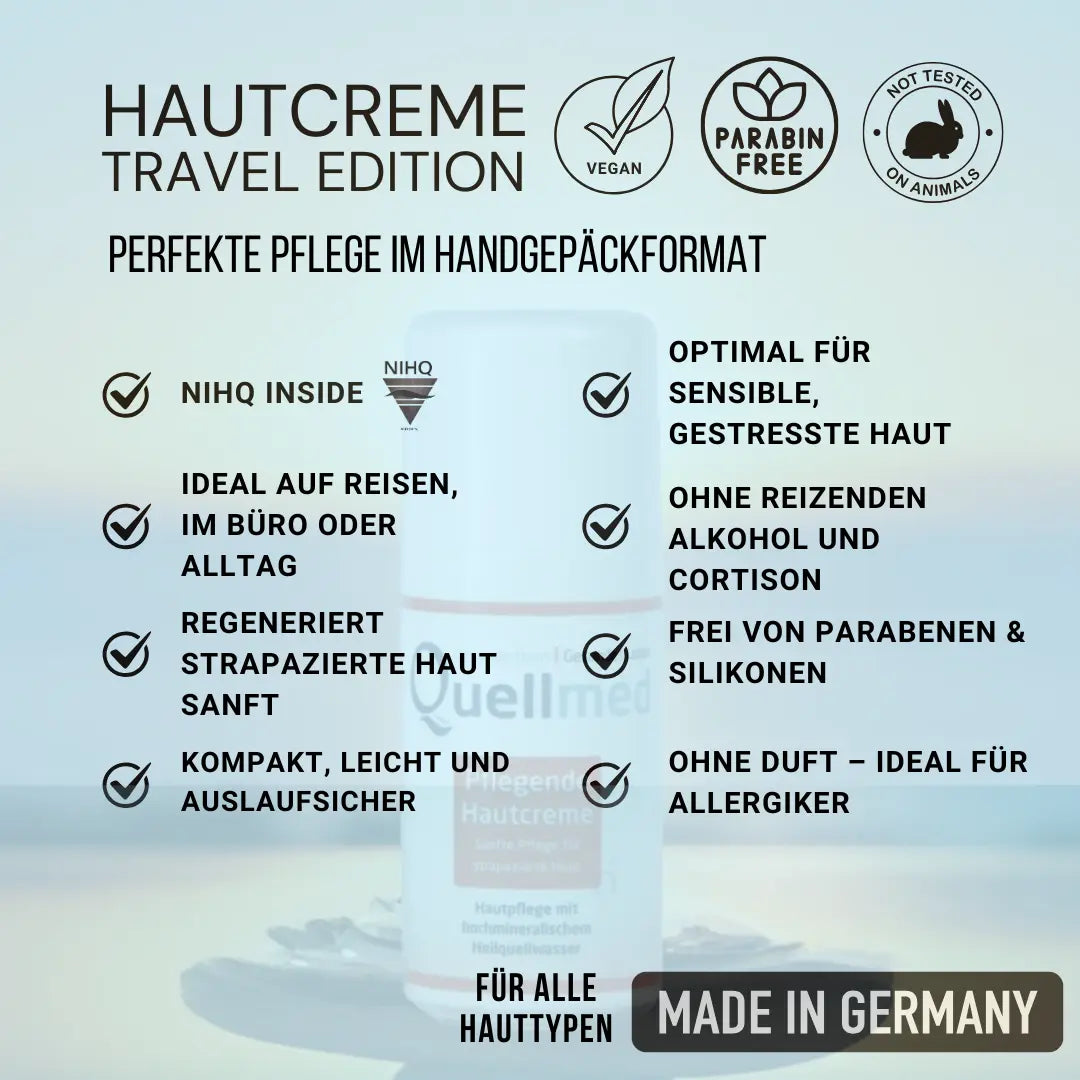 Quellmed Pflegende Hautcreme in der praktischen Reisegröße 15ml – Effektive Feuchtigkeitspflege für empfindliche Haut unterwegs Quellmed Shop